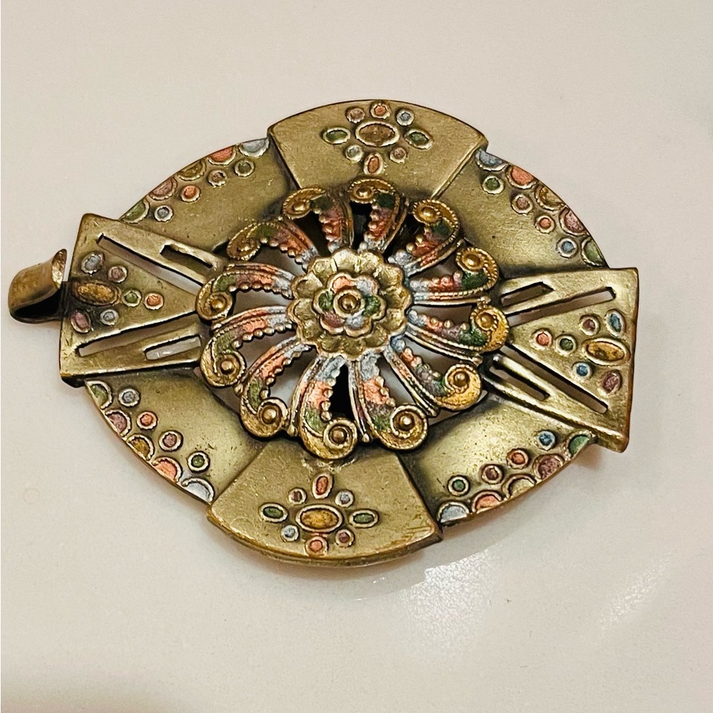 Vintage 1930’s A Beautiful Work Of Art Ladies Brass Belt Buckle